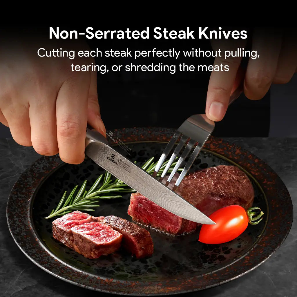 Aiheal Knife Set 14PCS and Serrated Steak Knife Set of 8, Stainless Steel  Kitchen Knife Set with Clear Knife Block and Gift Box, No Rust and Super